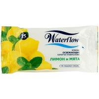 Влажные салфетки Waterflow "Лимон и мята", 15 шт артикул 2523b.